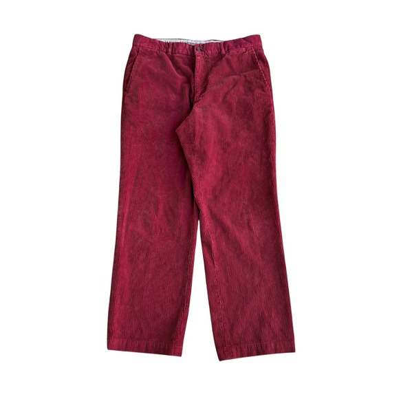 Burberry London Red Corduroy Pants Nova Check Waistband Men's 34 Designer